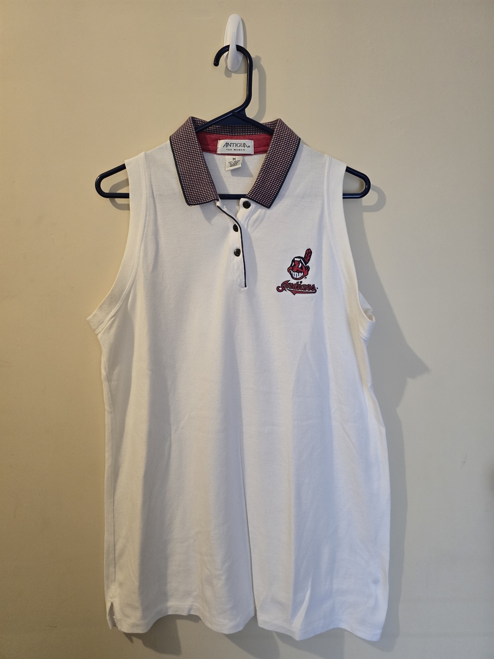 Cleveland Indians‎ Antigua Polo Tank Cotton White Size Medium MLB